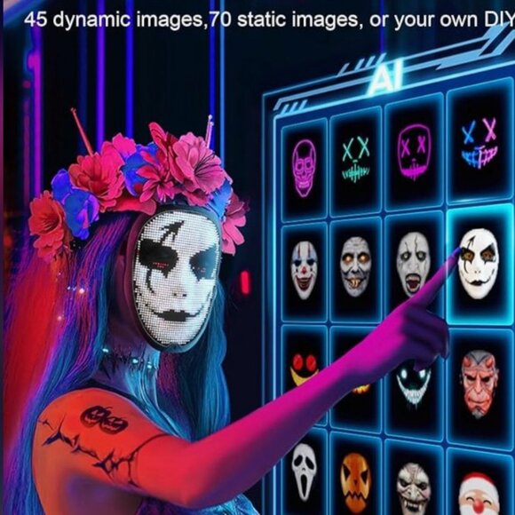 LED Programmable Mask for Halloween / Costume, NIB - Picture 3 of 3